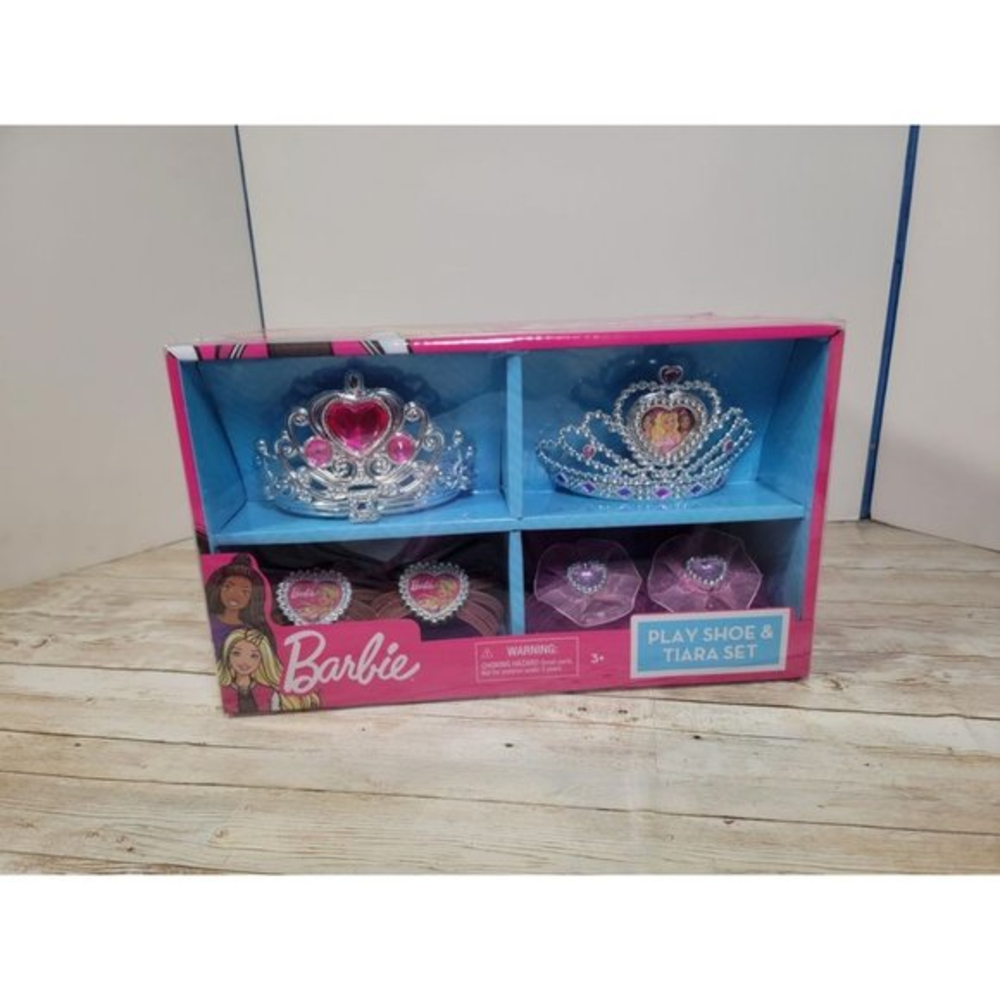 Barbie Shoe and Tiara Dress Up Set Includes 2 Crowns and 2 Pairs of Shoes for Pr
